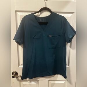 FIGS Scrub Top Womens Large Teal V Neck Technical Collection Medical